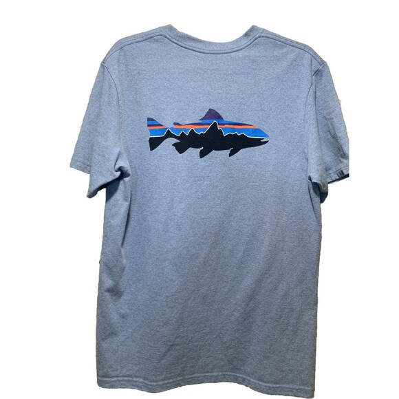 Patagonia Men's P-6 Logo Responsibili-Tee Size Medium Lago Blue Regular Fit - Picture 2 of 6